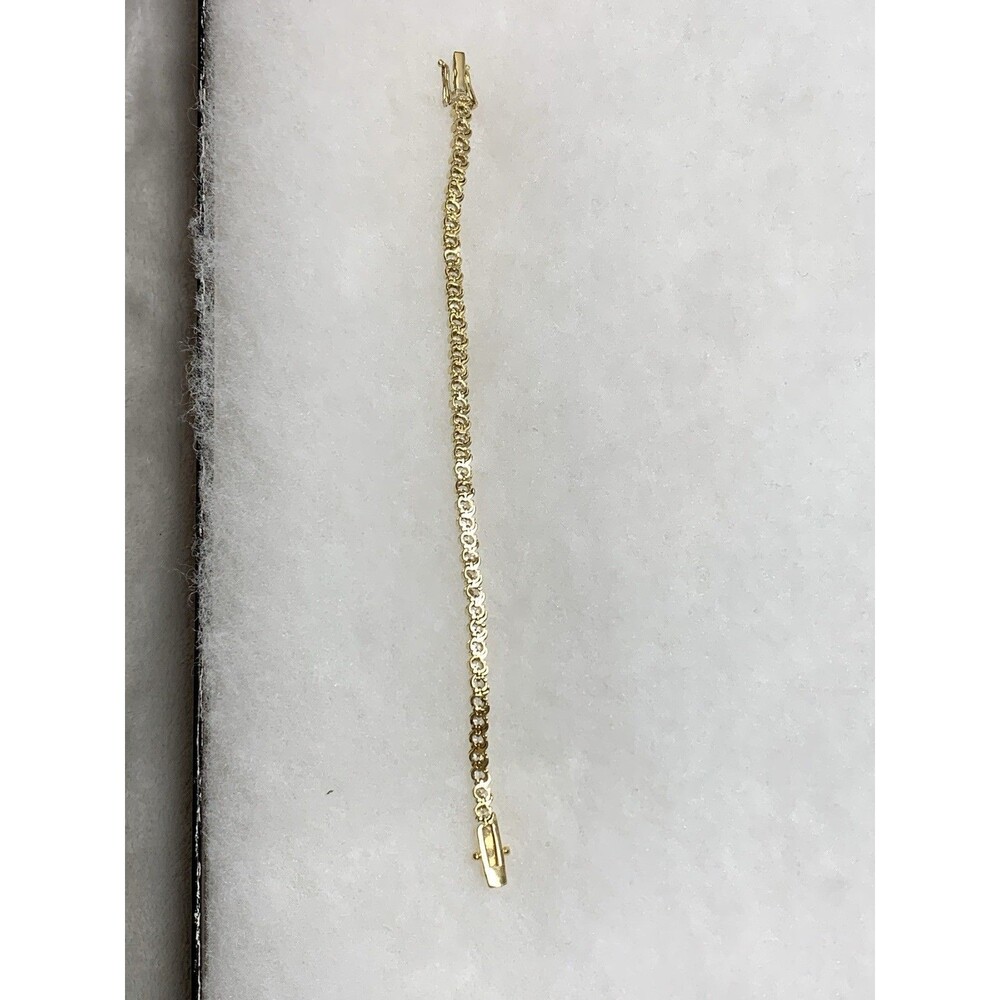 DBJ 925 Sterling Silver Gold Tone Tennis Bracelet CZ Prong Set 7" Vintage Signed - Picture 9 of 14